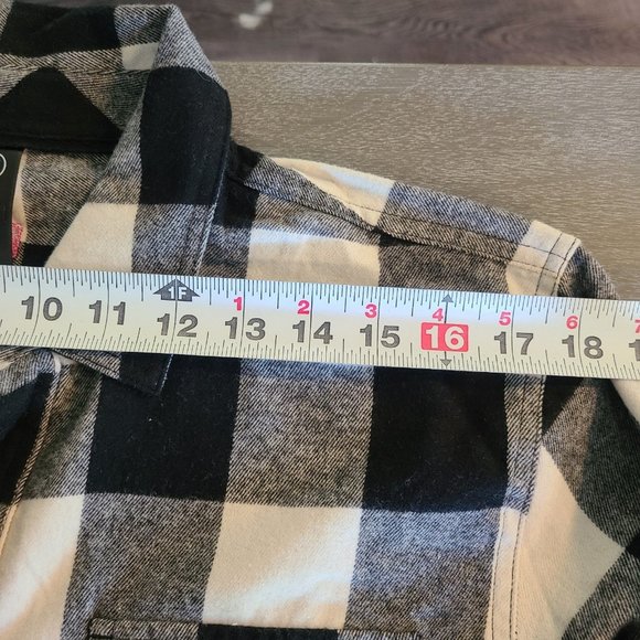 Burnside B8210 Yarn-Dyed Long Sleeve Flannel Mens Medium Black White NWT - Picture 6 of 9